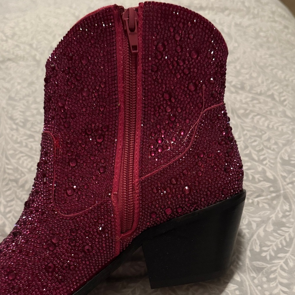 Corkys Fuchsia Rhinestone Ankle Boots Size 8 - Picture 5 of 6